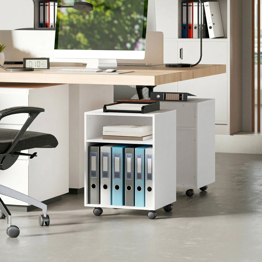 Supporto stampante con ripiani e ruote ¨C Xylo ¨C 40x35x56 cm bianco