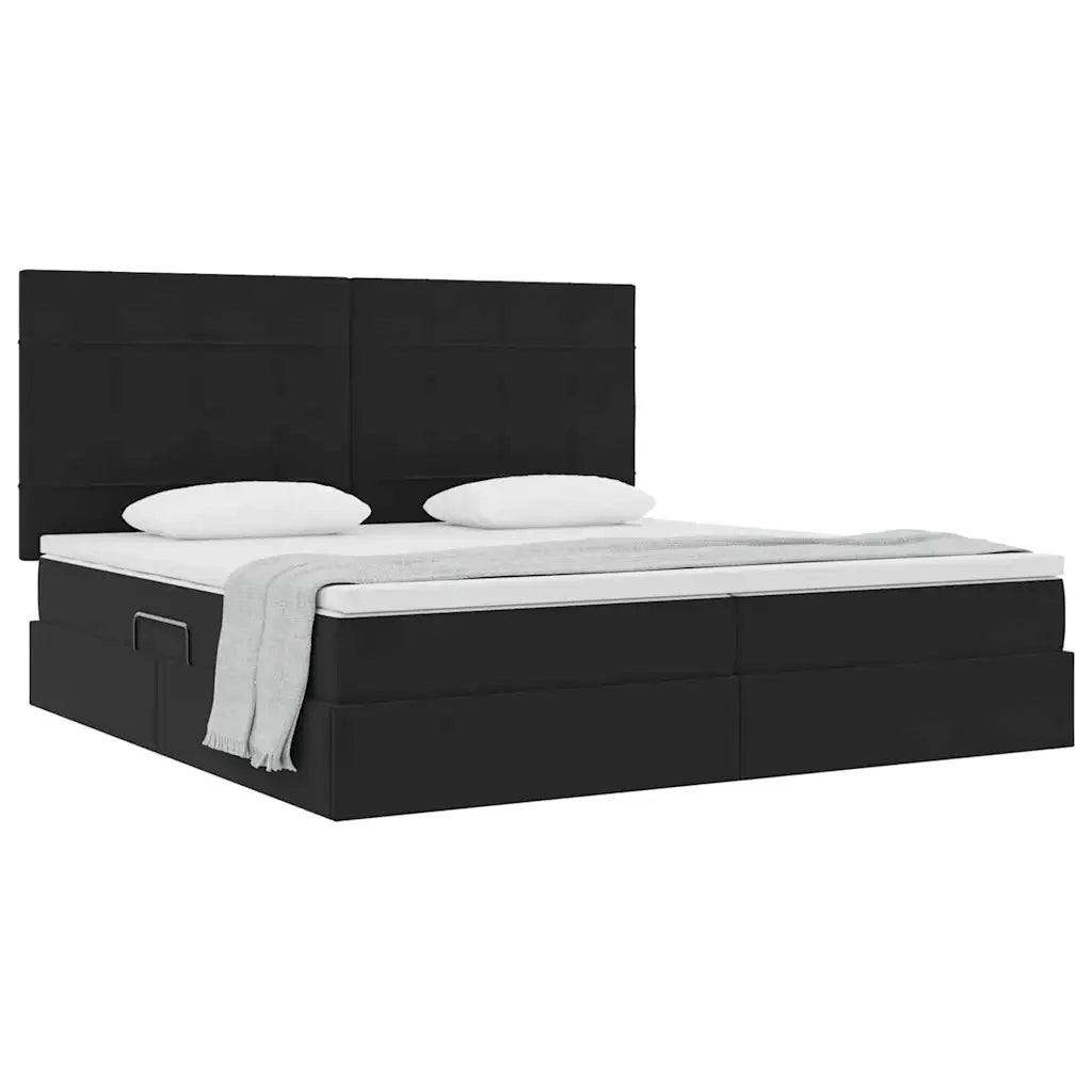Letto con contenitore e materasso Nero 200 x 200 cm Velluto