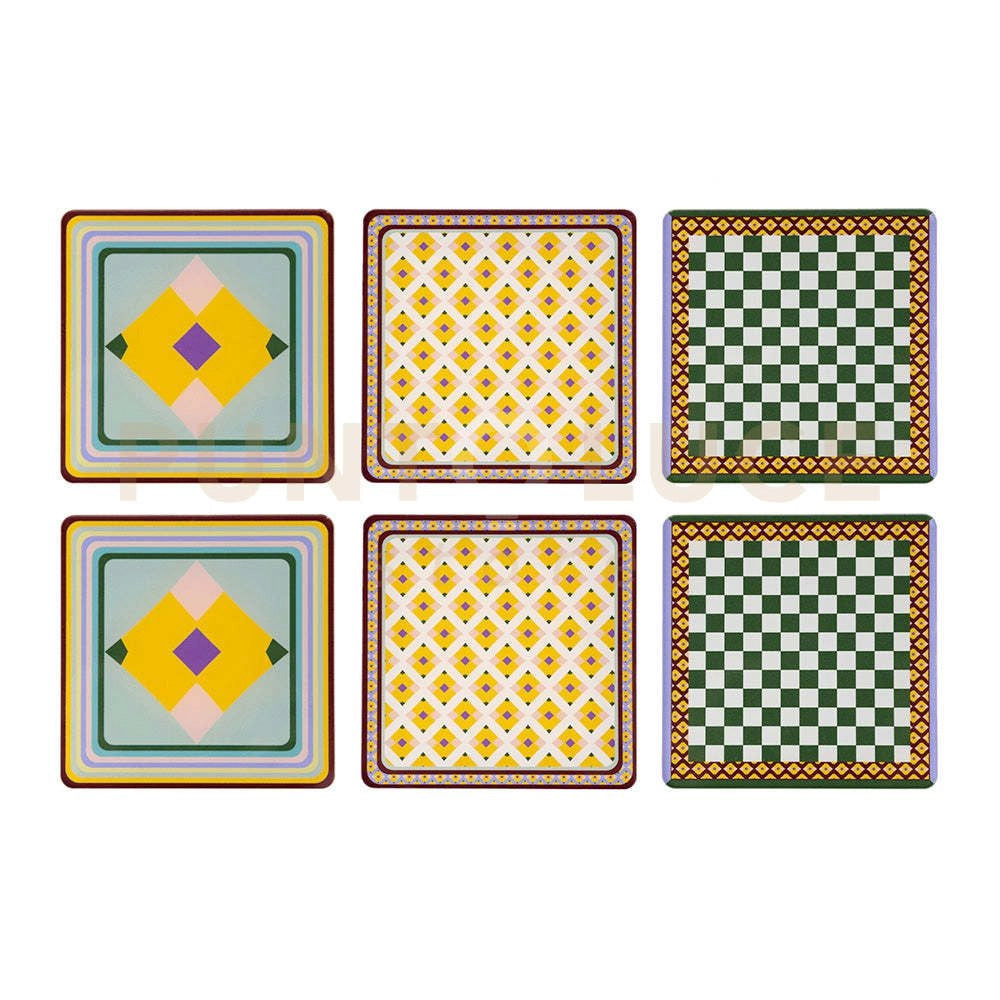 SET 6 PEZZI SOTTOBICCHIERE QUADRATO DISEGNO RAINBOW