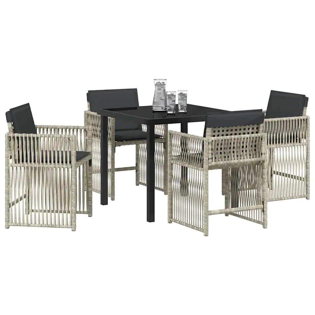 Set da Pranzo per Giardino 5 pcs Grigio chiaro