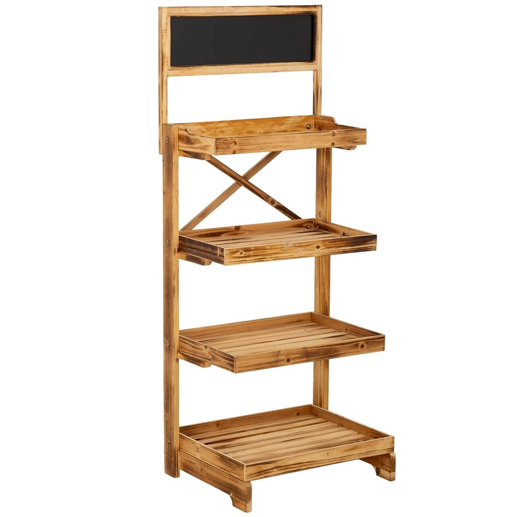 Carrello espositore scaffale legno marrone 53x39x128h cm