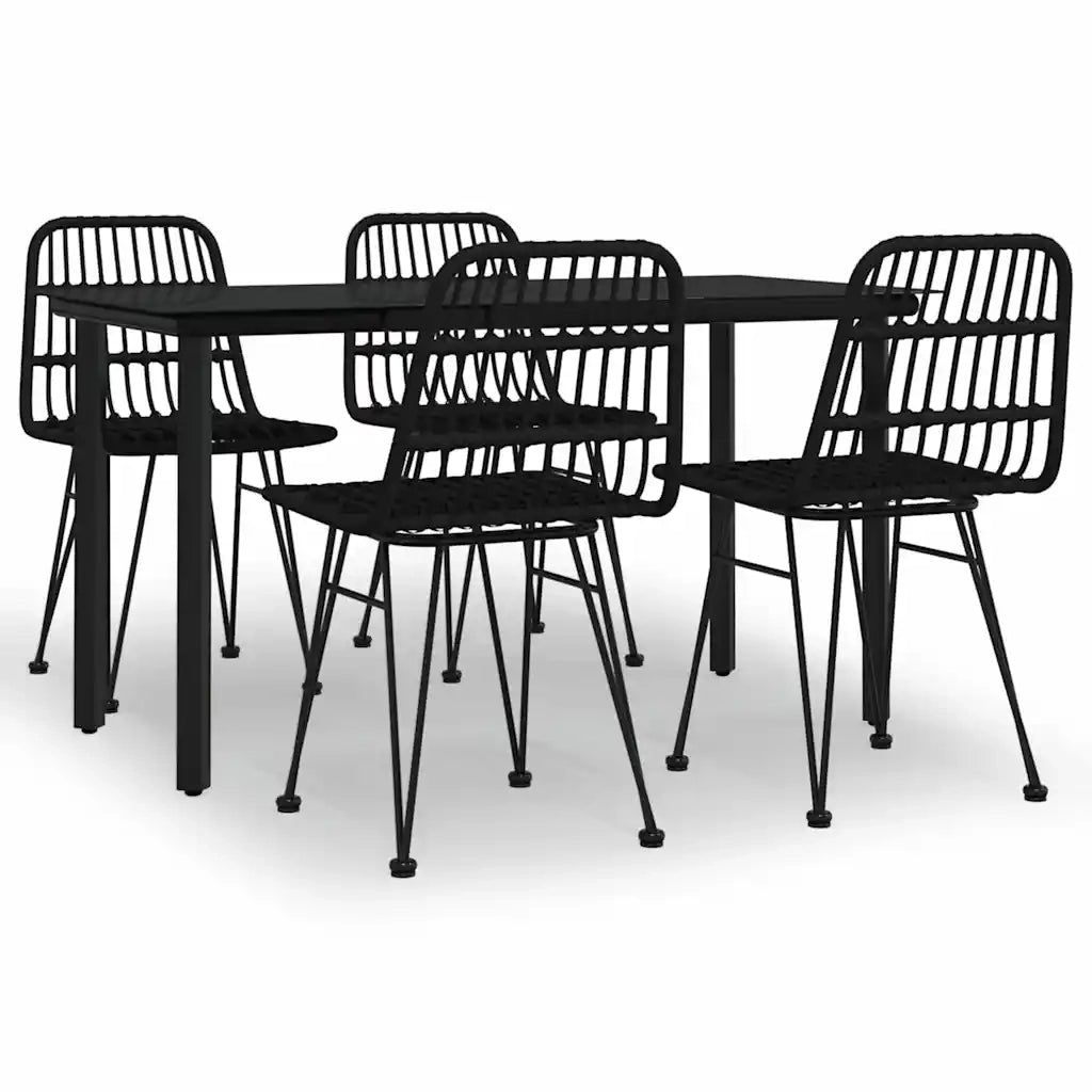 Set da Pranzo da Giardino 5 pz Nero in Polyrattan 3157896