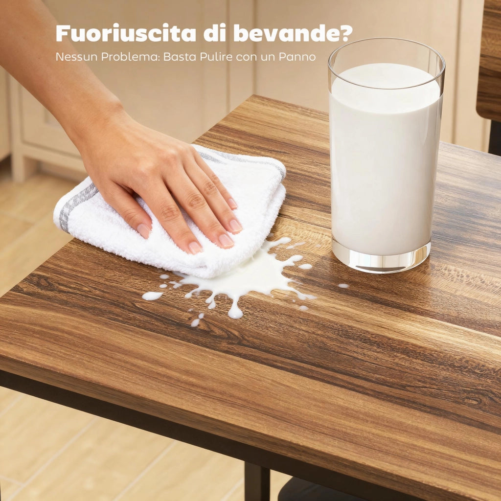 Tavolo da bar con sgabelli ¨C zephmum ¨C 3 ripiani, legno e acciaio, nero e noce