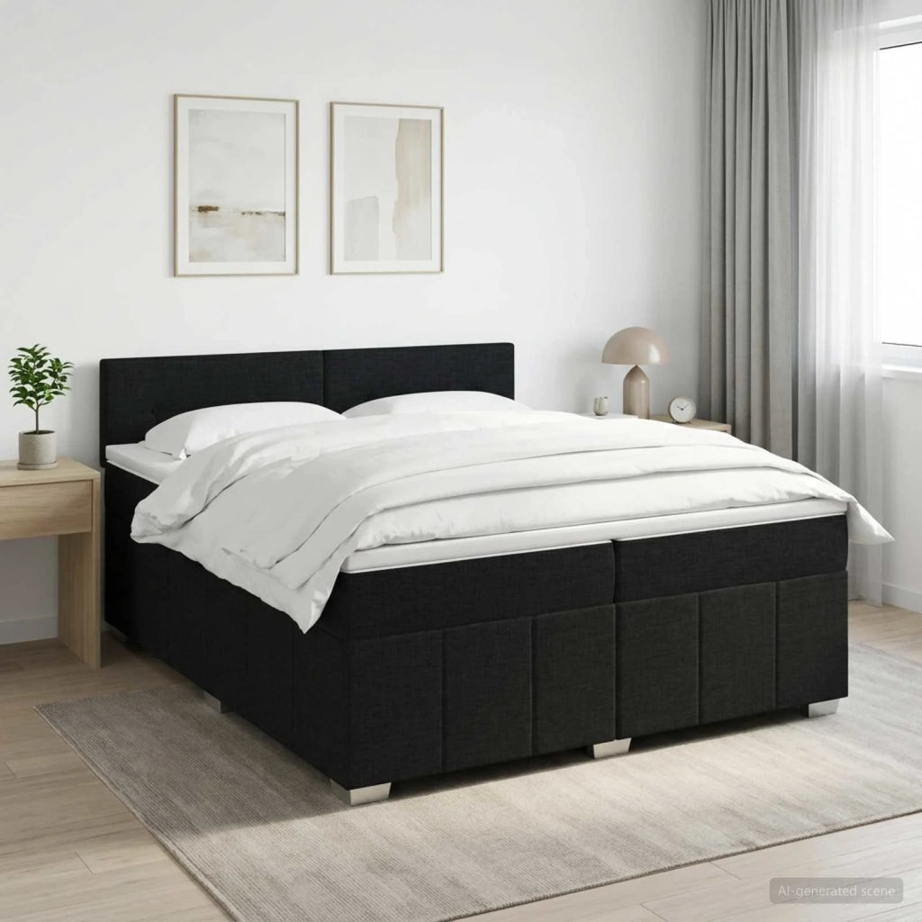 Letto box spring con materasso Nero 200 x 200 cm Tessuto 3451292