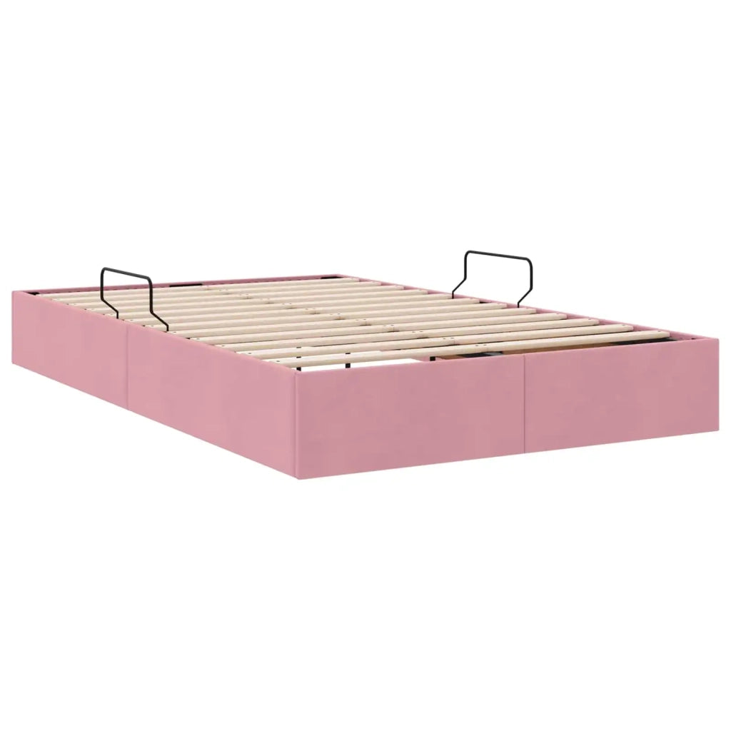 Letto ottomano con archiviazione Rosa 120 x 200 cm Velluto 3442873