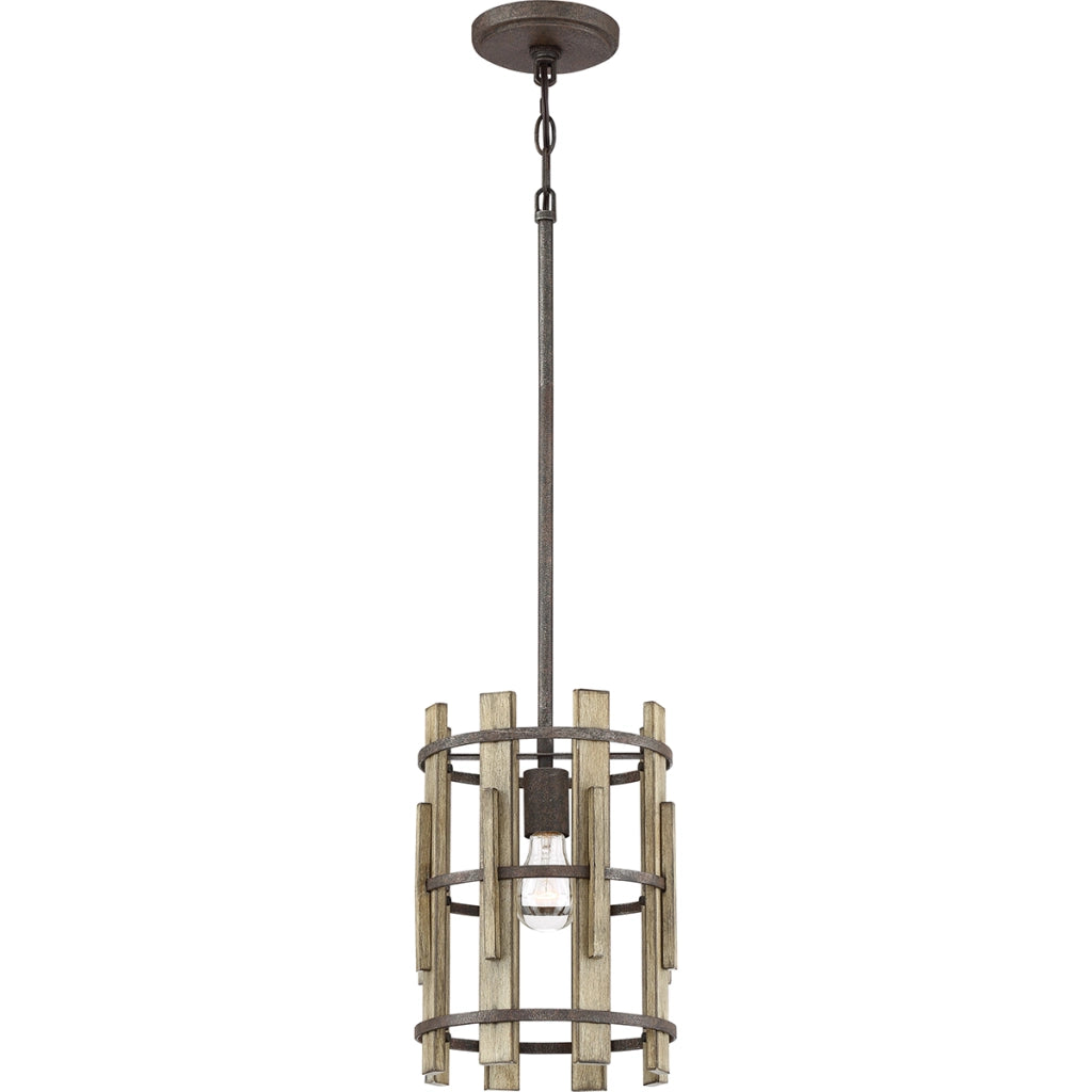 Lampada a sospensione Wood Hollow nera E27 100W Quoizel