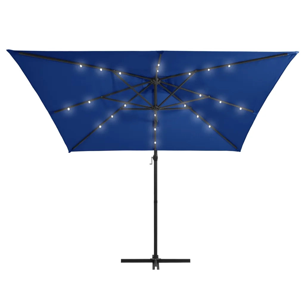 Ombrello | Parasolne a Sbalzo con LED e Palo in Acciaio 250x250cm Azzurro