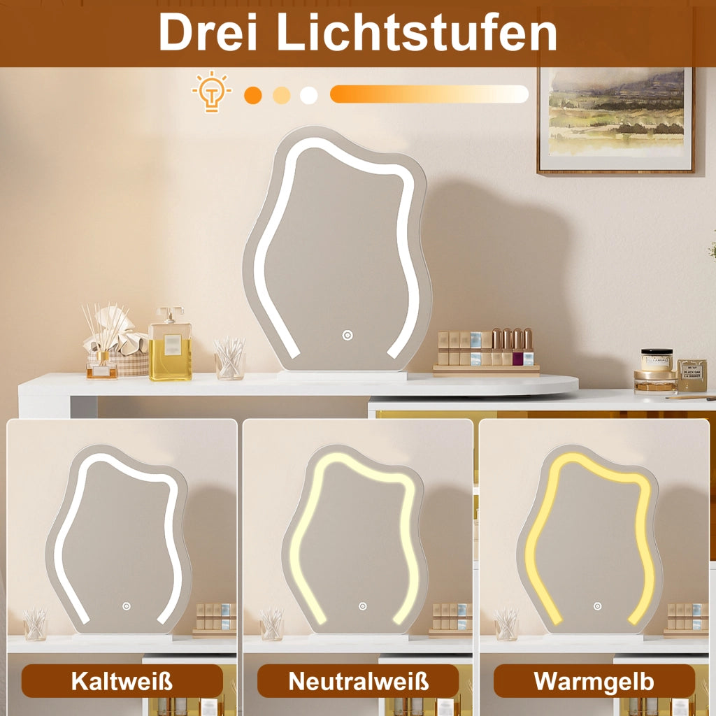 TOELETTO Girevole con specchio LED 177x40x131,5 cm Bianco