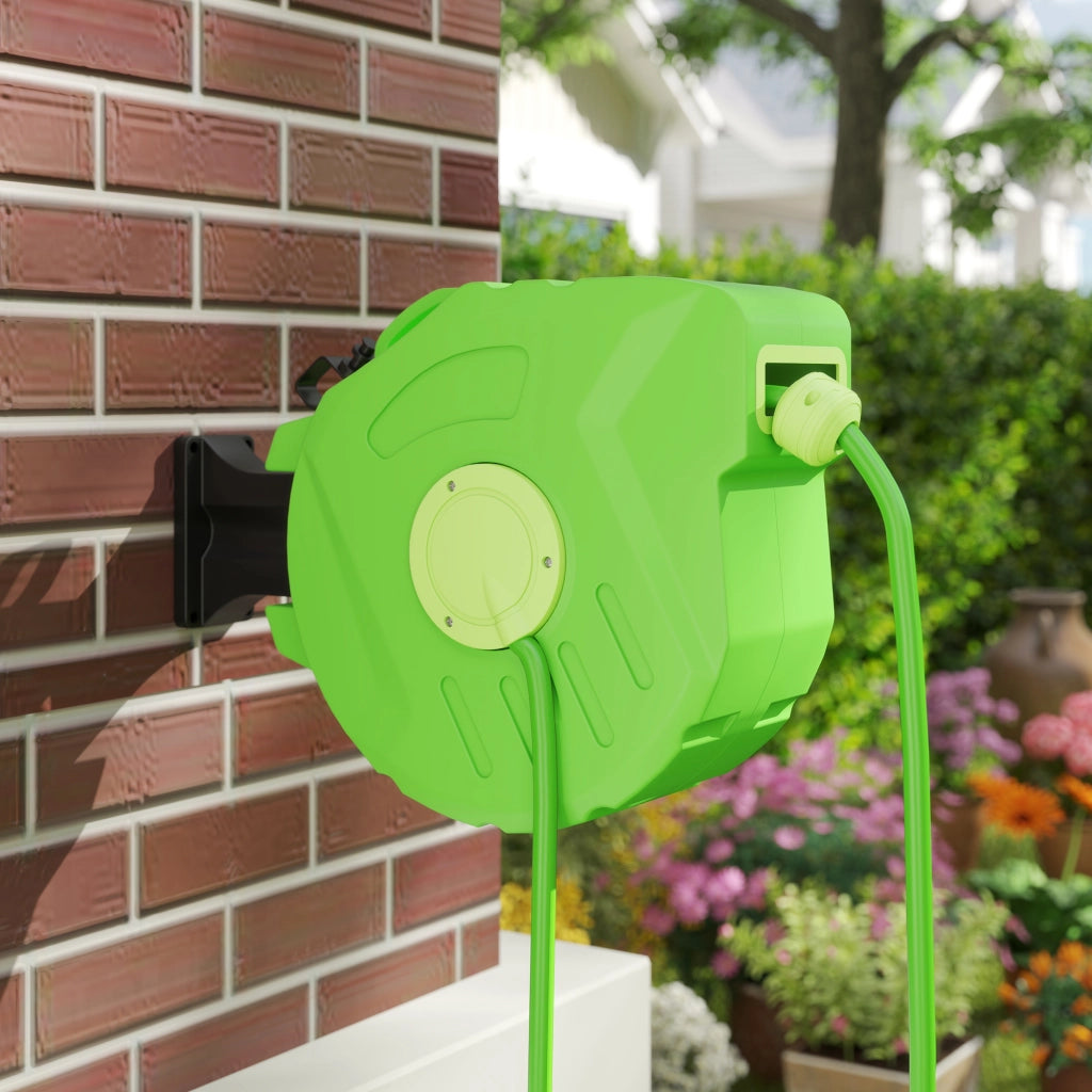 Avvolgitubo da Giardino Retrattile 15 m ¨C Minimal ¨C Verde Plastica