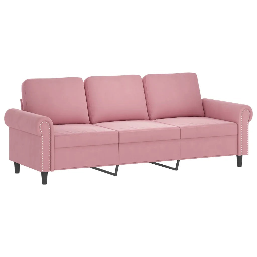Divano a 3 Posti con Cuscini Rosa 180 cm in Velluto 3200958