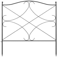 Recinzione Esterna a 5 Pannelli in Metallo con Paletti, 305x62 cm, Nera