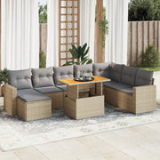 Set Divano da Giardino 9 pz con Cuscini Beige in Polyrattan 3327076
