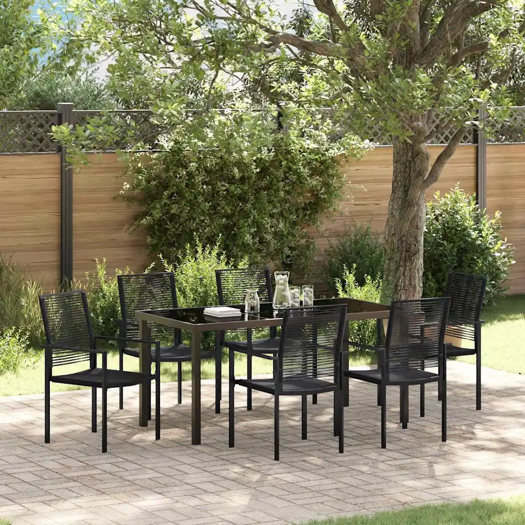 Set da Pranzo per Giardino 7 pcs Nero