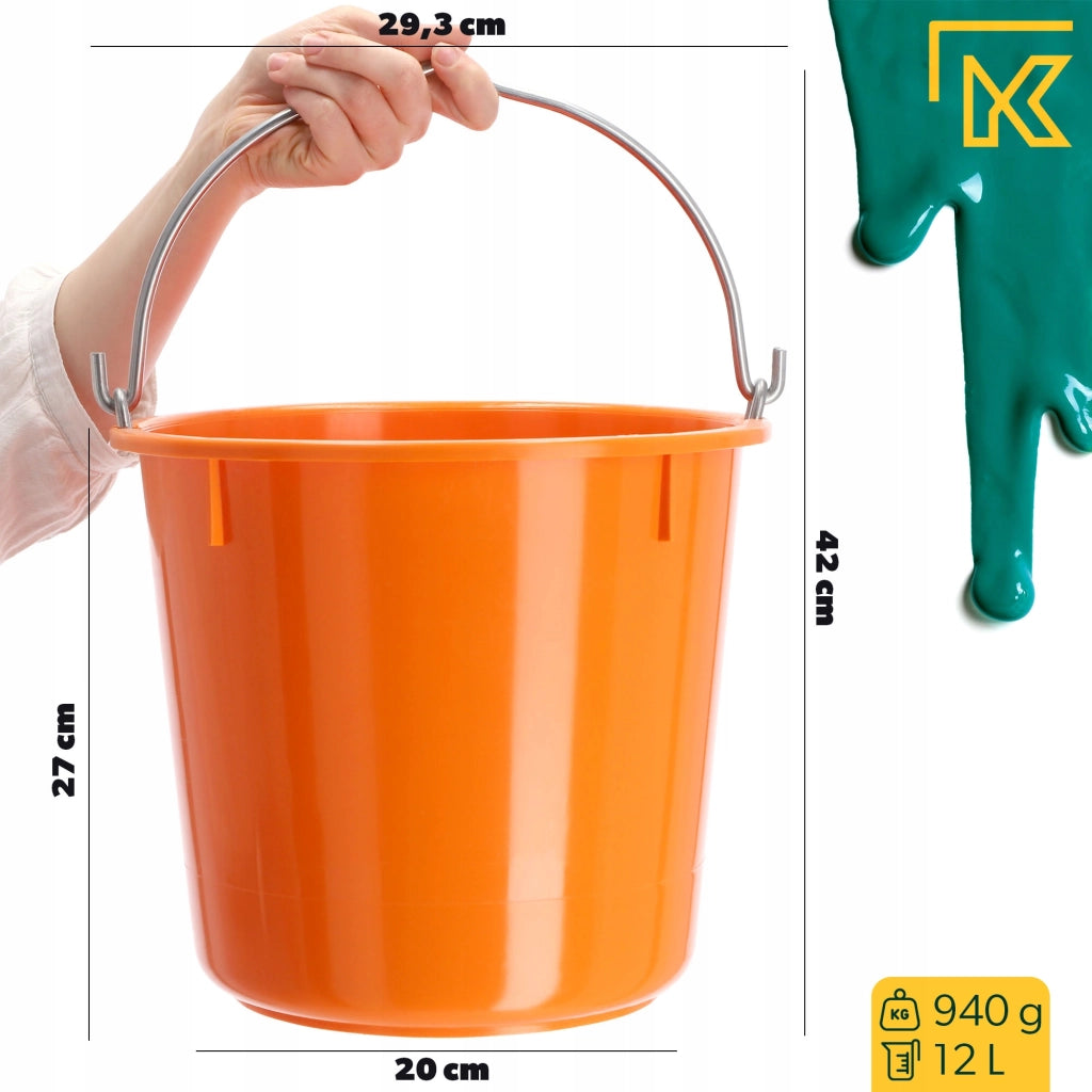 Secchio da costruzione KADAX 12L, in plastica resistente, per malta, ideale per uso domestico e giardinaggio (3 pezzi).