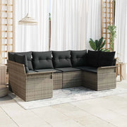 Set Divano da Giardino con cuscino 6 pcs Grigio polyrattan 3345499