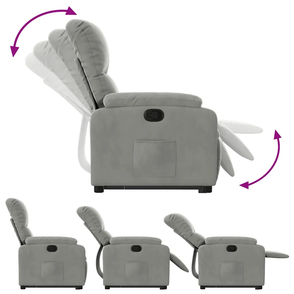 Poltrona | Sedia Relax Alzapersona Reclinabile Grigio Chiaro Microfibra