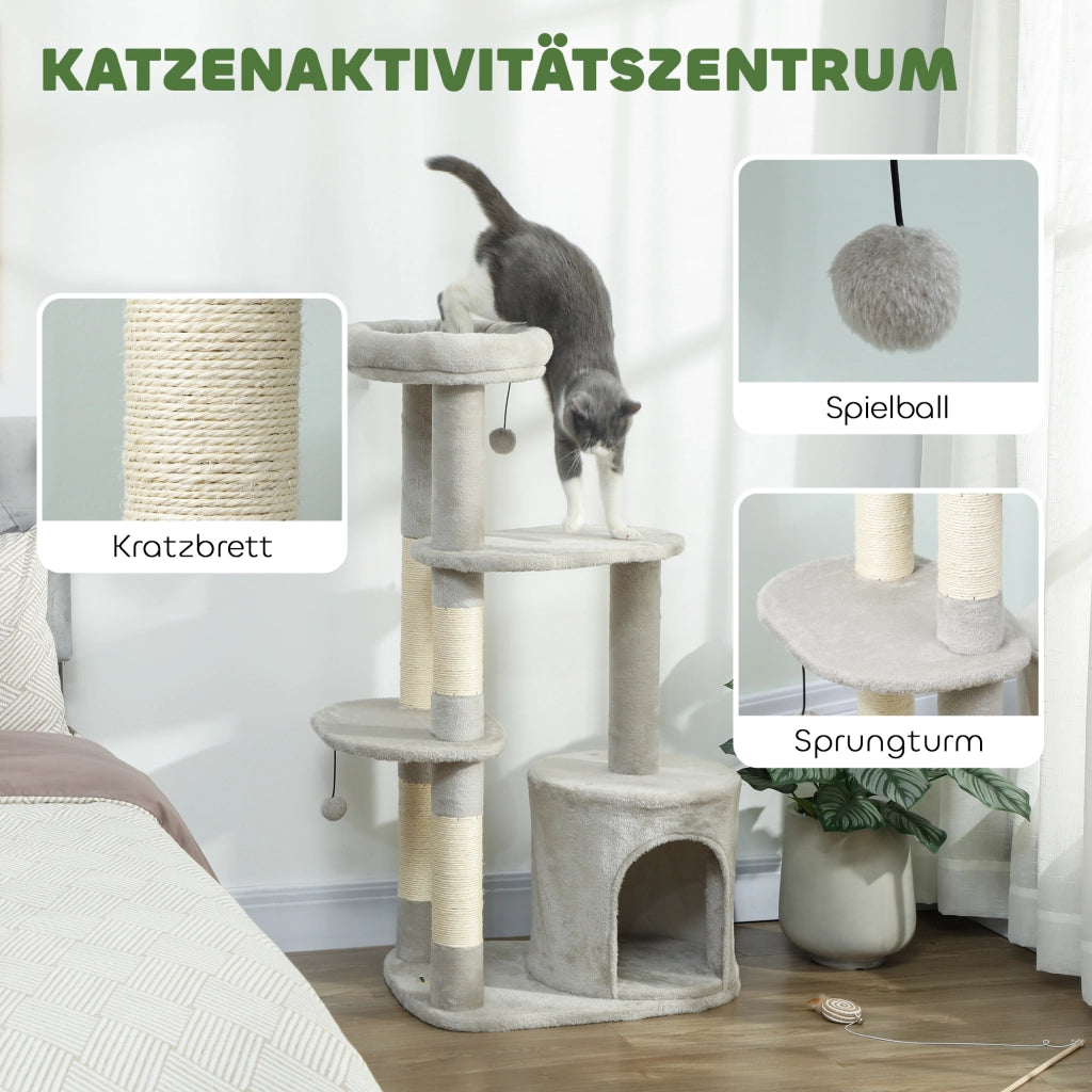 Albero tiragraffi per gatti ¨C Minimal ¨C Grigio chiaro 114 cm