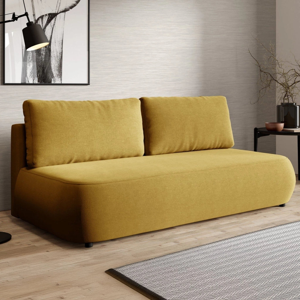 Brugnato, Divano Letto 2 Posti Contenitore, 210x106 cm Giallo