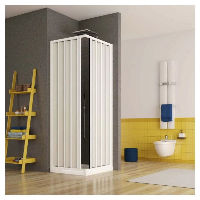 Box Doccia Nicchia in PVC - 2 lati Apertura Angolare a Soffietto con Doghe Cieche Vari Colori - Misura: 80 x 100 x h185