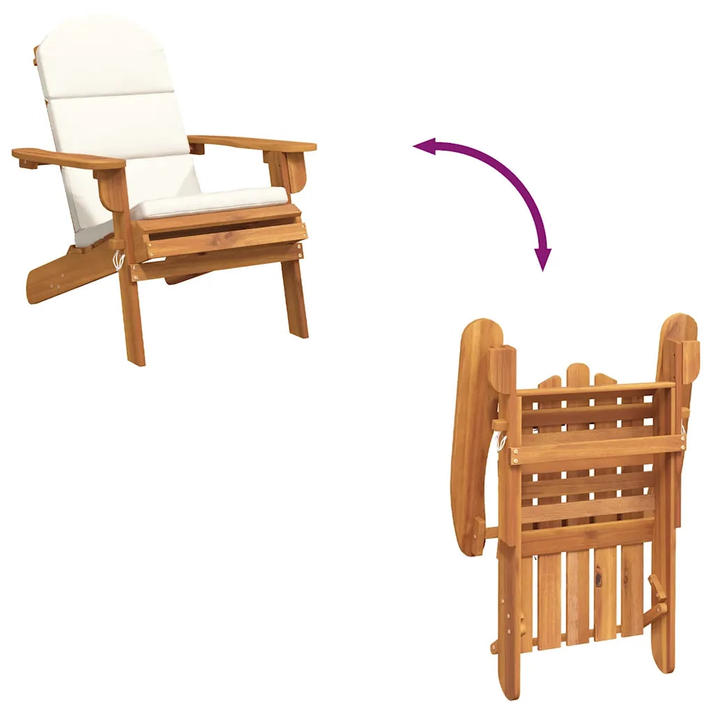 Sedia Adirondack da Giardino con Cuscini Legno Massello Acacia 360031