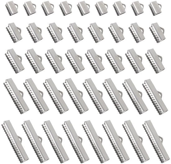 Chiusure 100 pezzi - Clip per anelli - Acciaio inossidabile - Creazione di gioielli - Riparazione di bracciali - Argentato - Adatto per perle