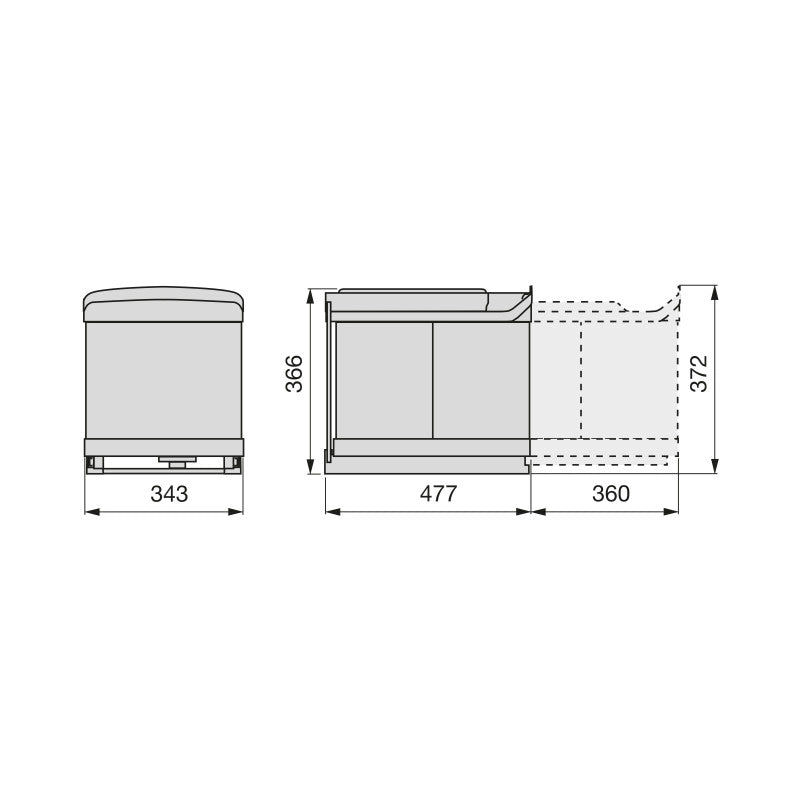 Fondi sotto lavello Sink, M60, 567x580mm, spessore della tavola 16mm, tagliabile, Tecnoplastica, Grigio antracite