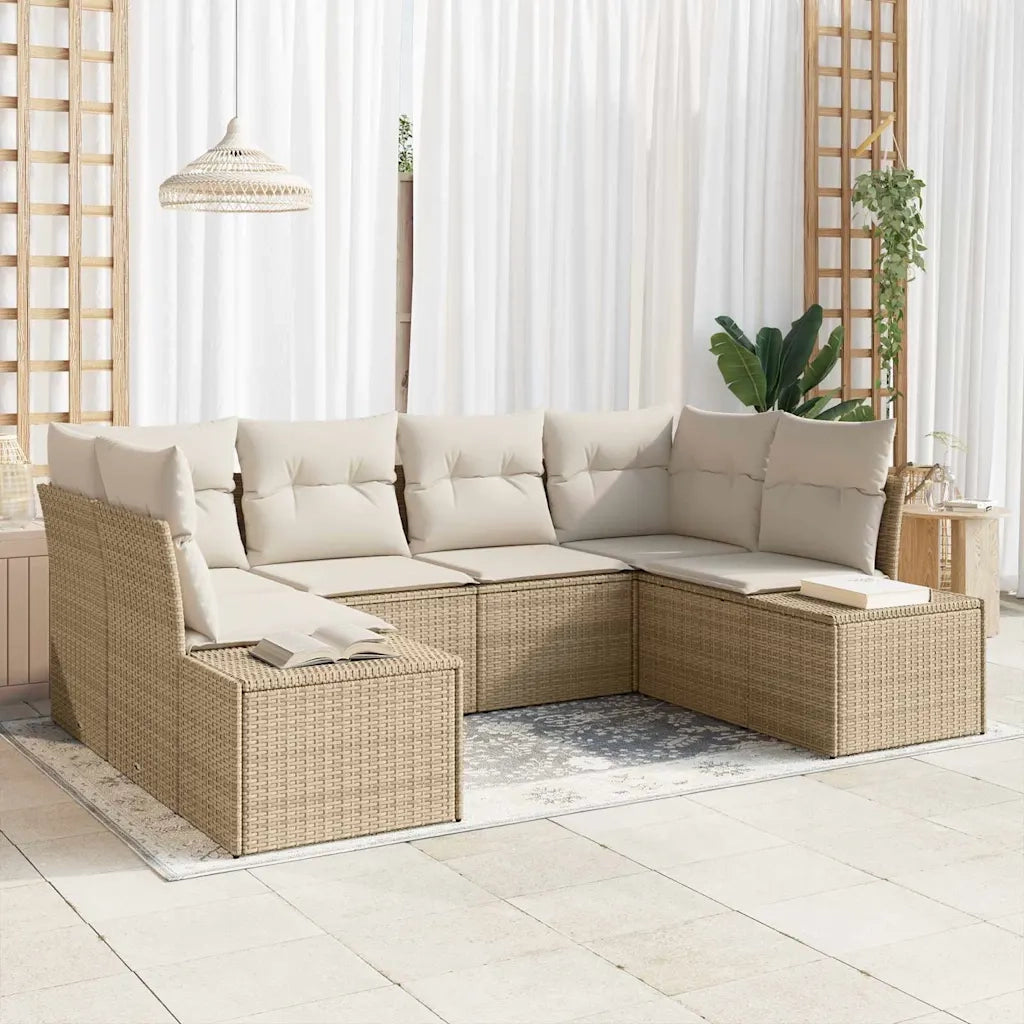 Set Divano da Giardino con cuscino 6 pcs Beige polyrattan 3347201