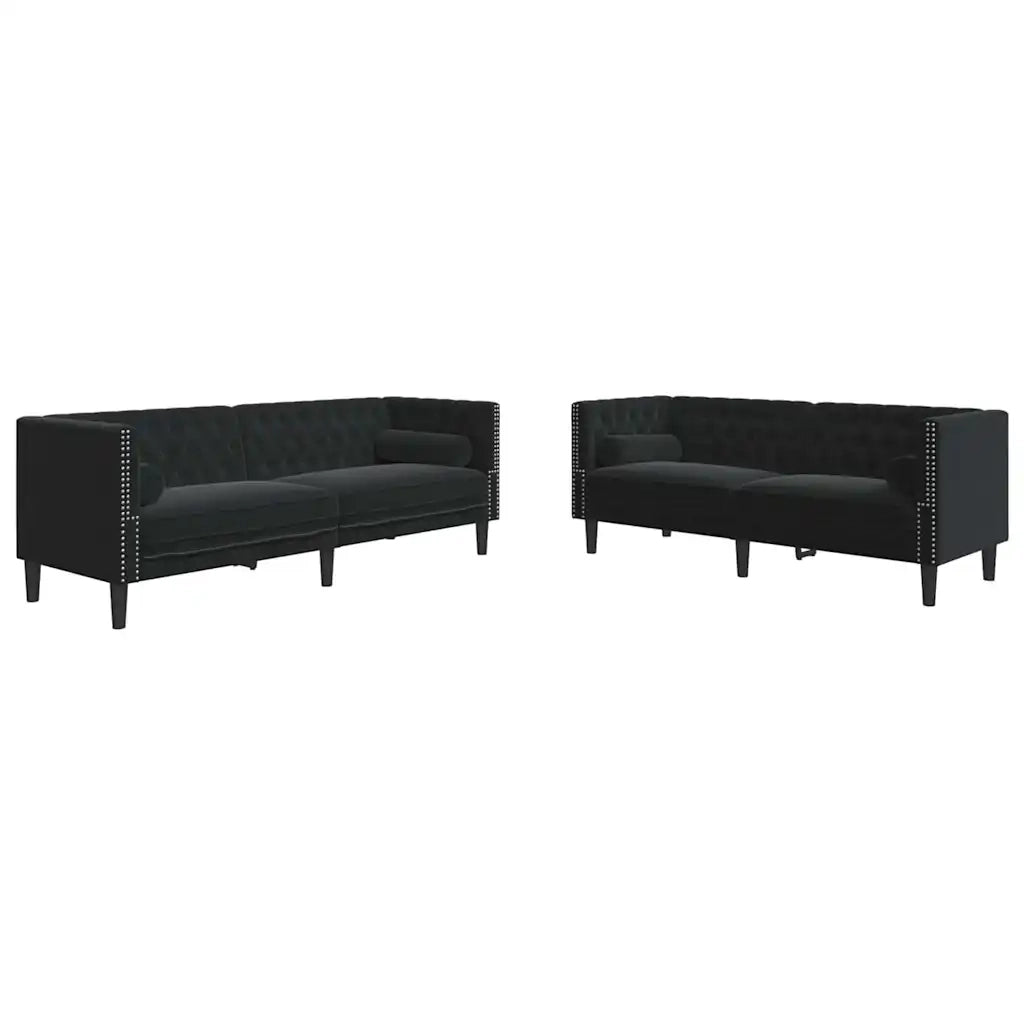 Divano per Soggiorno 2 pcs Nero 194 x 74,5 x 70,5 cm Velluto