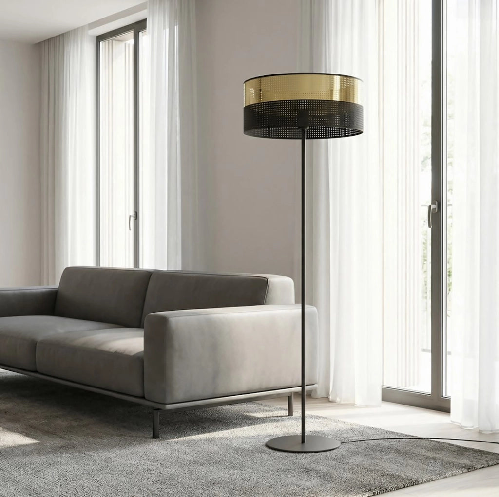 Lampada da terra LUX nera/oro traforata 1xE27 Emibig
