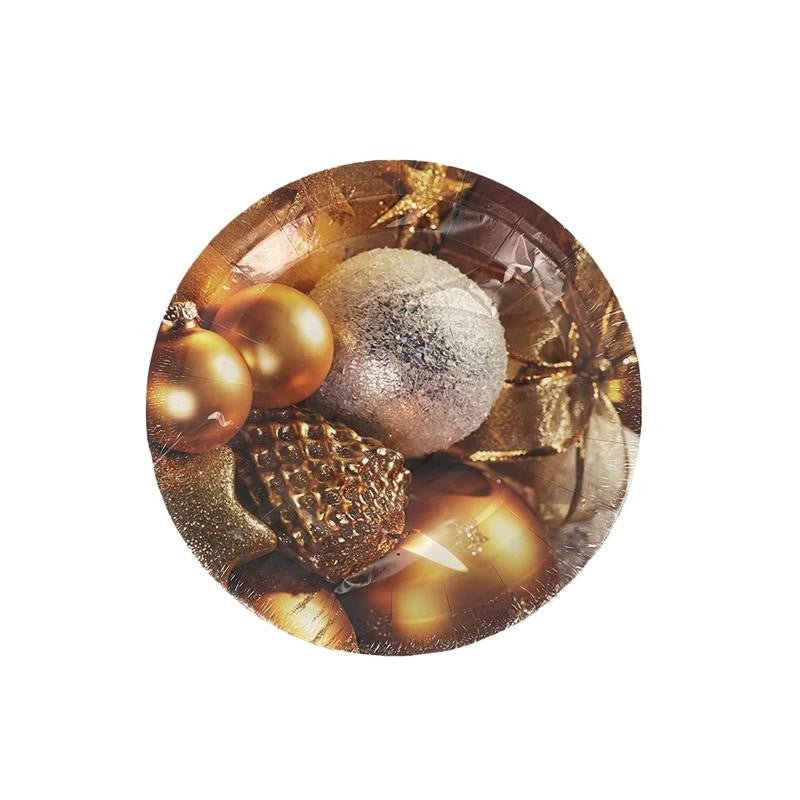 PIATTI DI CARTA NATALIZI PIANI 24 PEZZI IN COLAZIONE ORO
