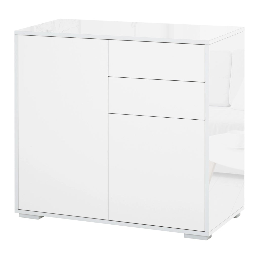EasyComfort Mobiletto 2 Cassetti e 2 Ante, Apertura a Pressione, Mobile con 2 Cassetti e 2 Ante per Casa e Ufficio, 79x36x74cm, Bianco Opaco