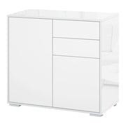 EasyComfort Mobiletto 2 Cassetti e 2 Ante, Apertura a Pressione, Mobile con 2 Cassetti e 2 Ante per Casa e Ufficio, 79x36x74cm, Bianco Opaco