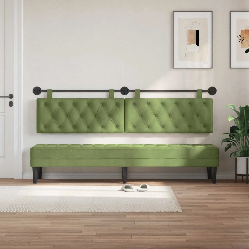 Testiera | Testata sospesa Con luce LED Verde chiaro Velluto
