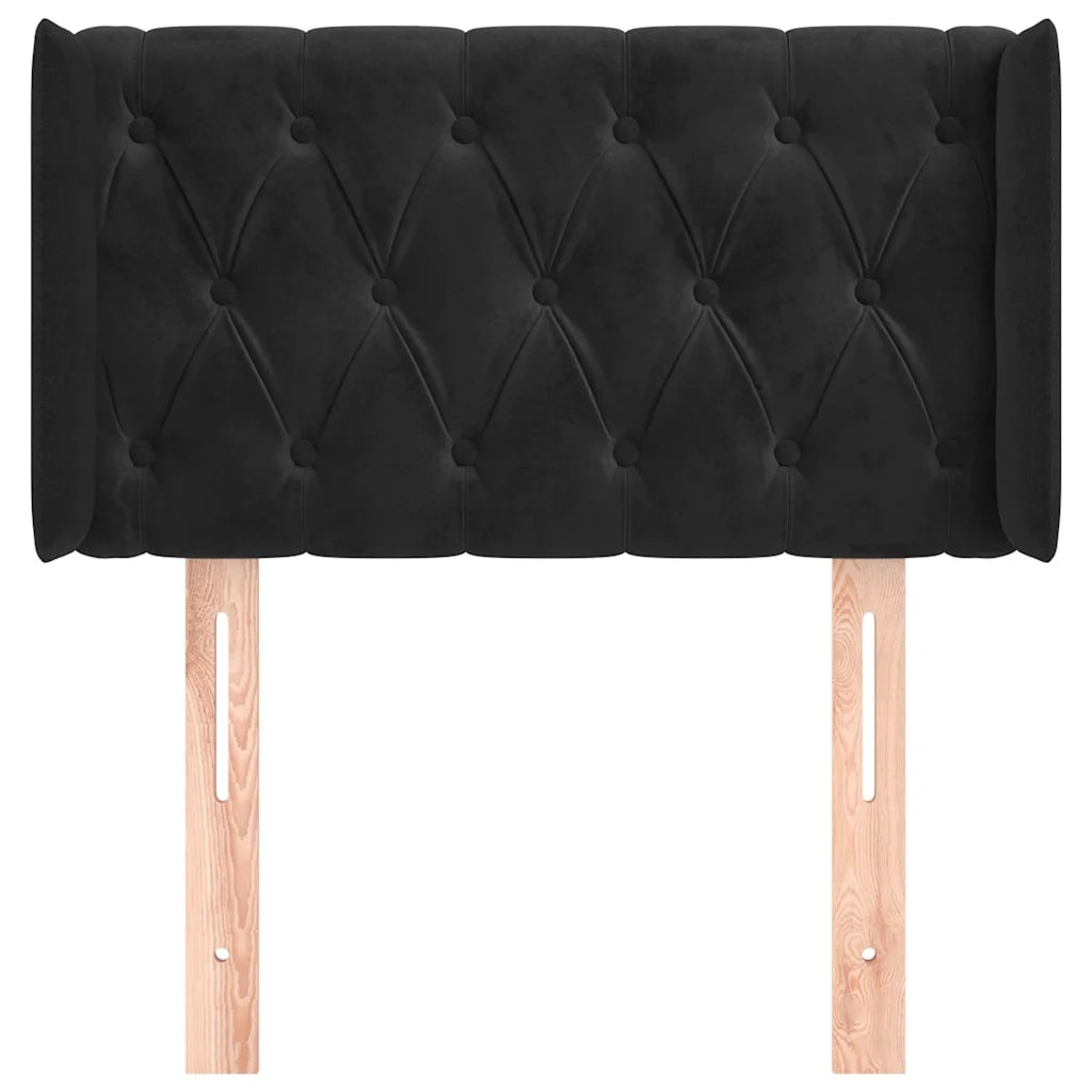 Testiera | Testata ad Orecchio Nera 83x16x78/88 cm in Velluto