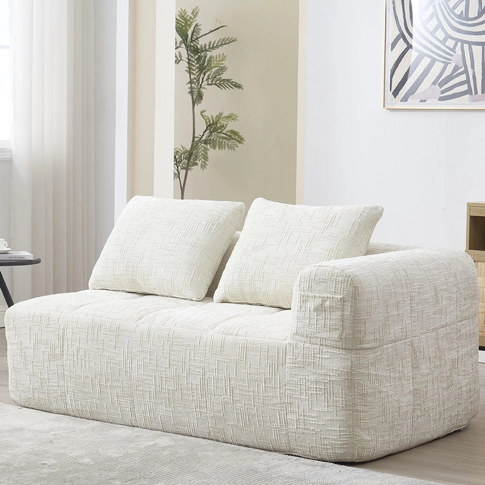 Divano 2 posti - Xylo - pronto uso con cuscino e tasche laterali, beige
