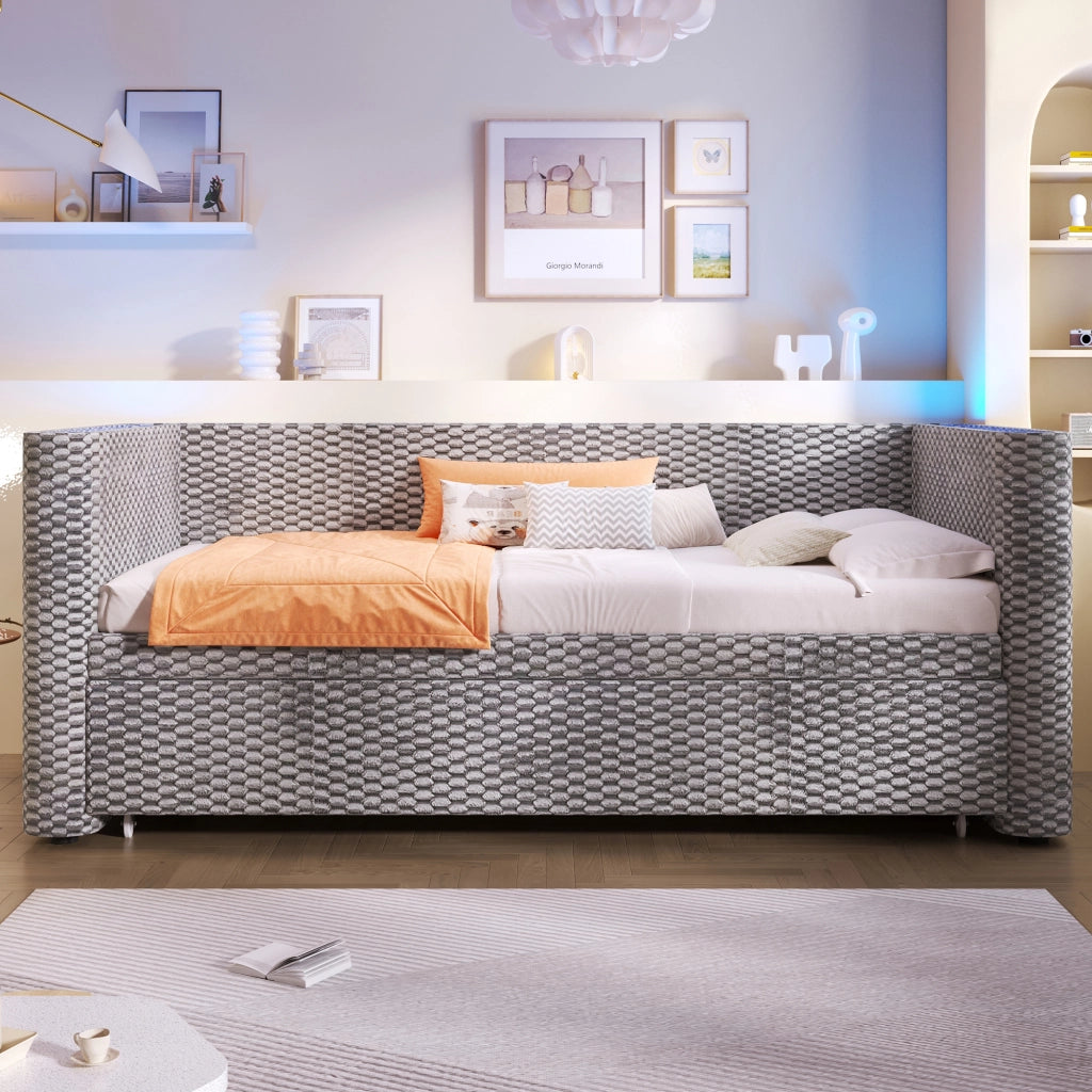 Tagesbett multifunzione velluto grigio 90x200 cm