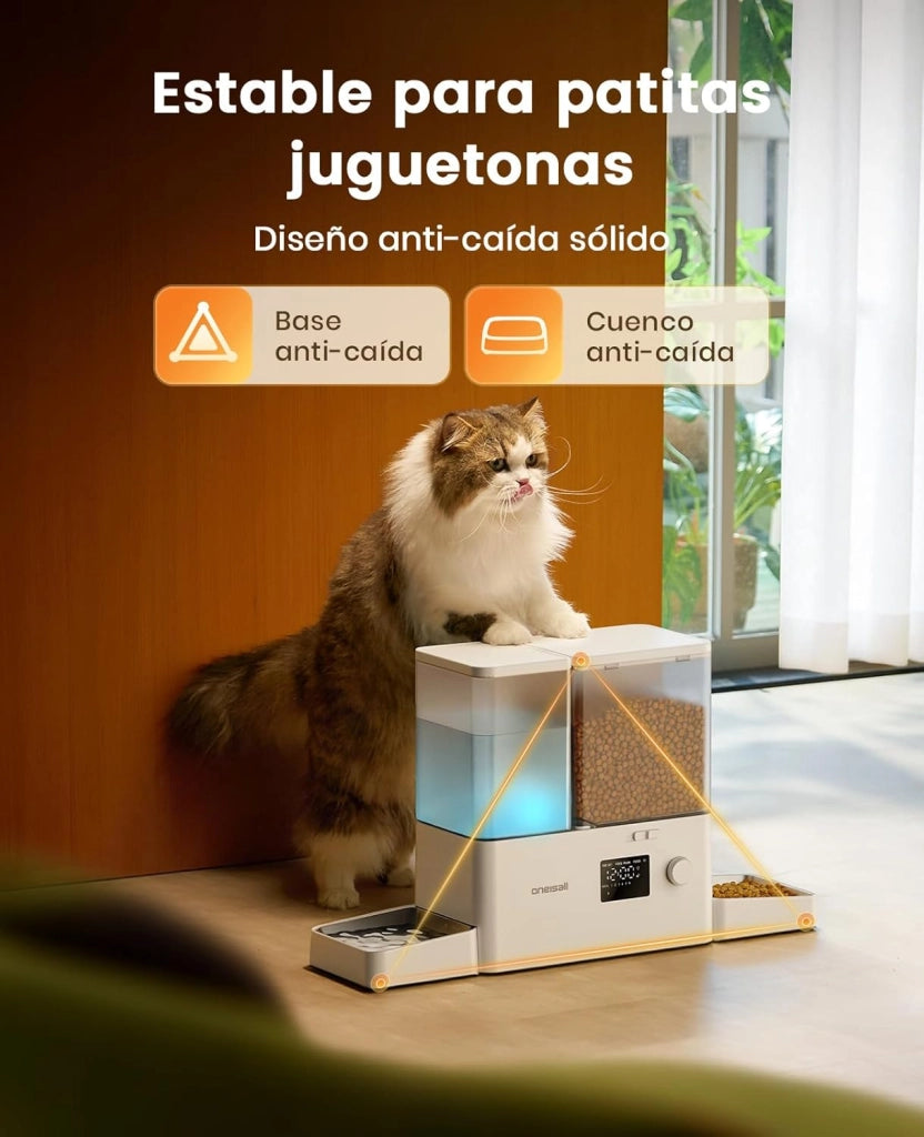 Distributore automatico per gatti e acqua, 36 tazze/8,5L, 2 in 1, per cibo pulito e acqua fresca, grande capacità, 5 l, dispenser di cibo per gatti e fontana a gravità da 3,5L per animali