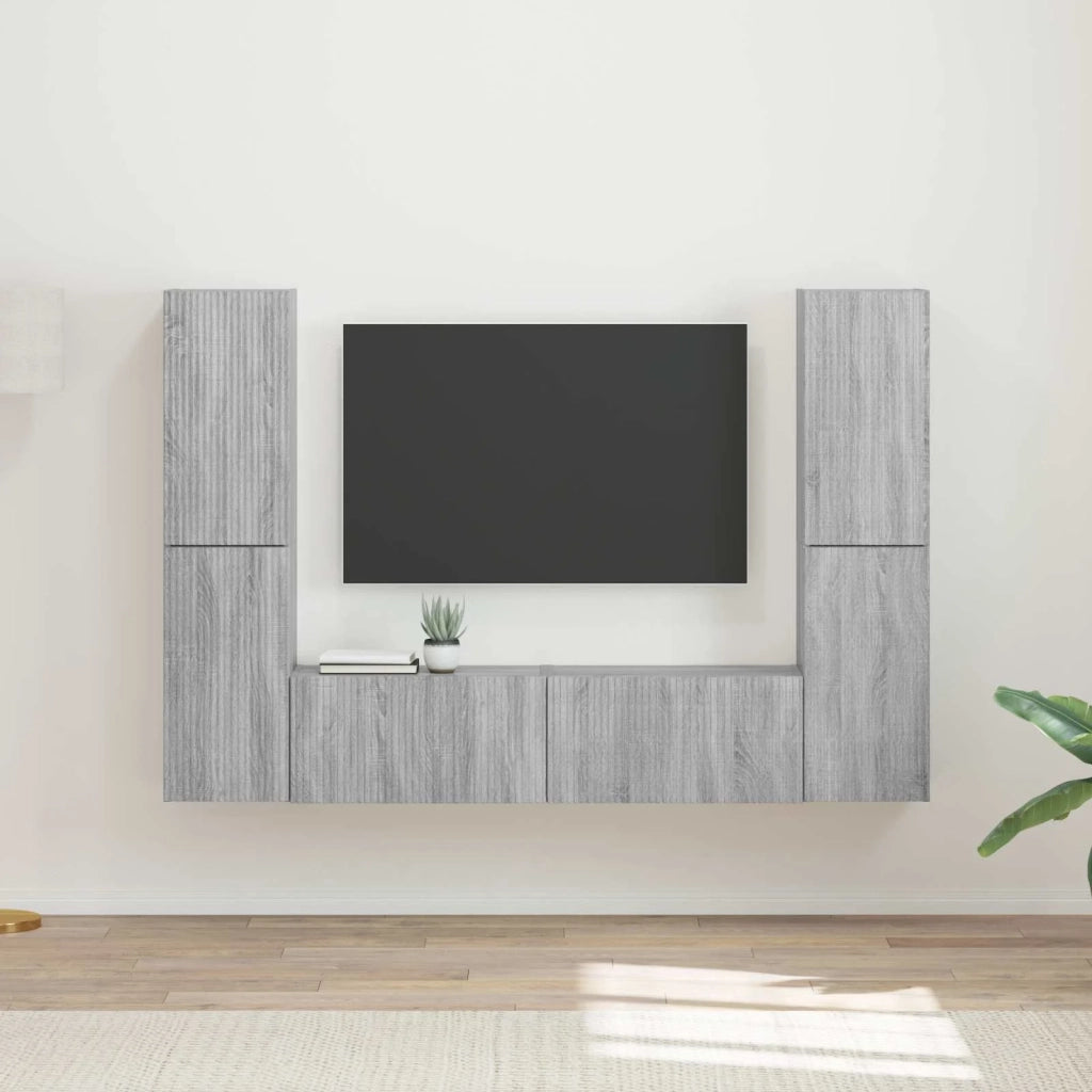 Set mobile TV 6 pz | Armadietto TV | Mobile Porta TV Grigio Sonoma Legno multistrato