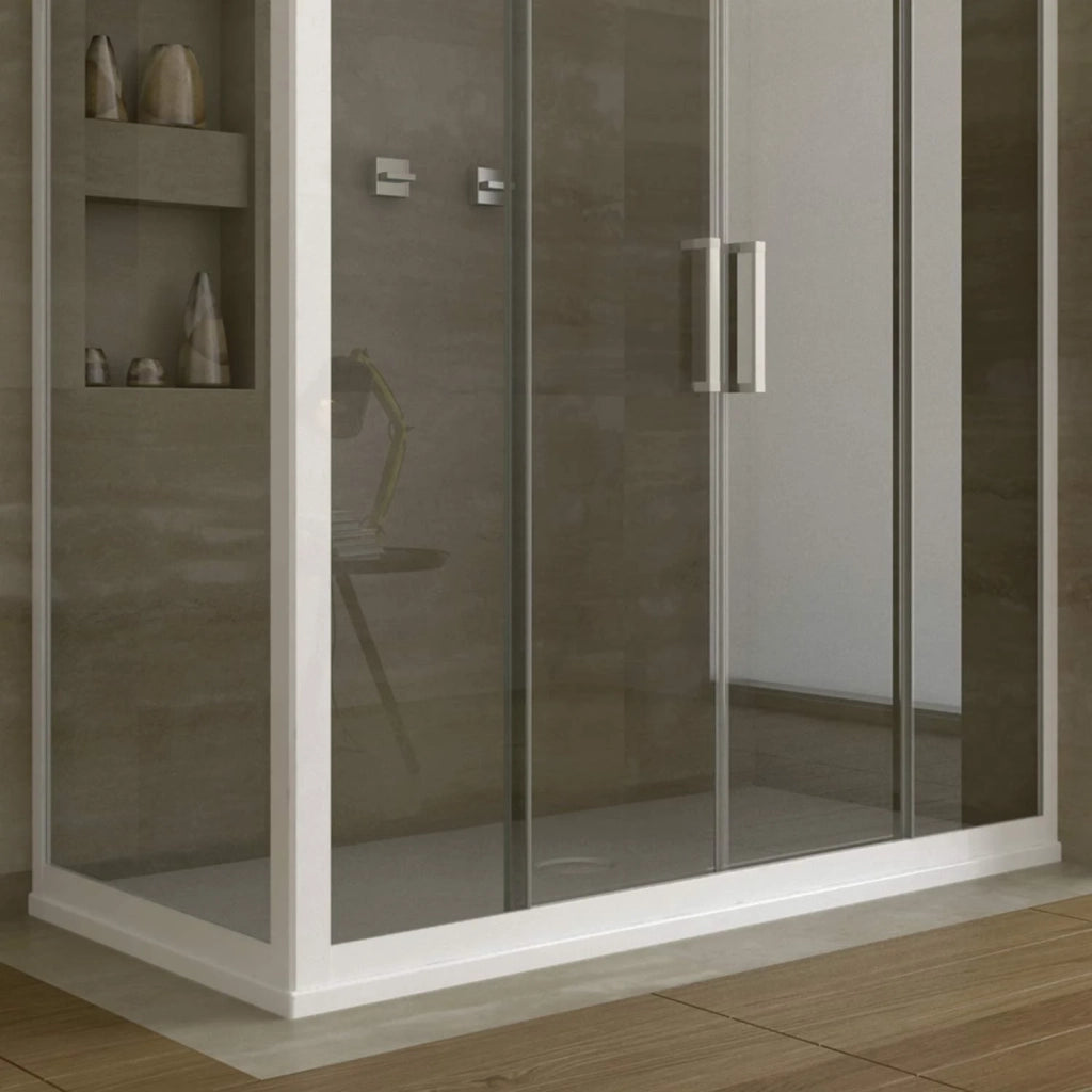 Box Doccia 75x120 CM H 200 Vetro Trasparente Profilo Bianco mod. Star 2 Ante