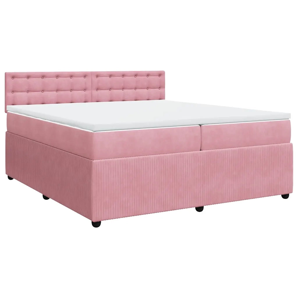Giroletto a Molle con Materasso Rosa 200x200 cm in Velluto 3287847
