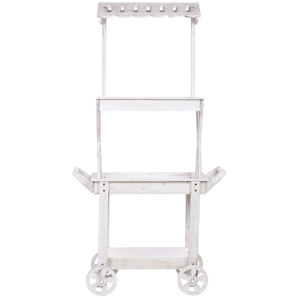 Carrello espositivo-scaffale in legno 86x45x162h cm