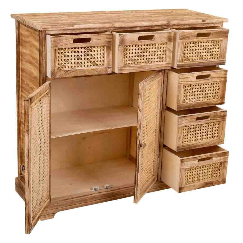Credenza in legno e rete marrone 86x33x78,5h