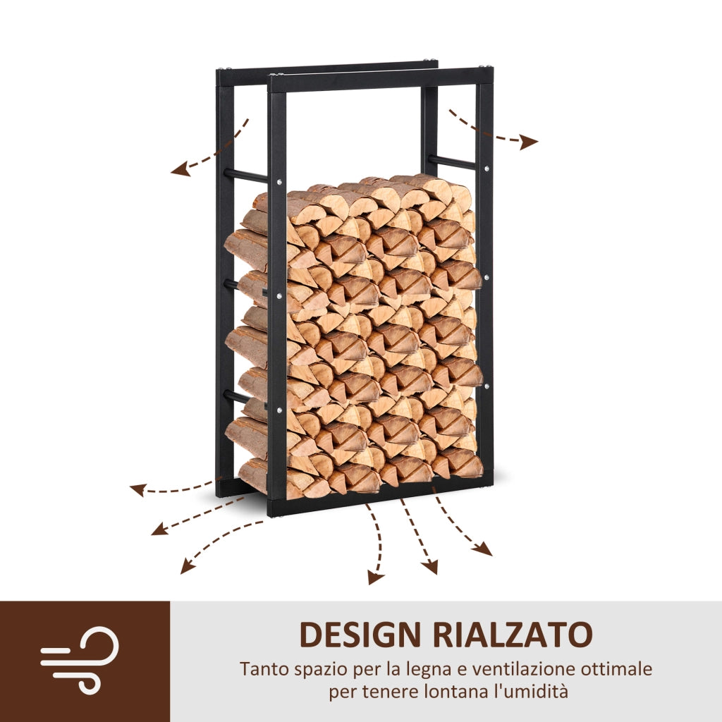 Porta Legna da Esterno ¨C zephmum ¨C Ferro 60x25x100 cm