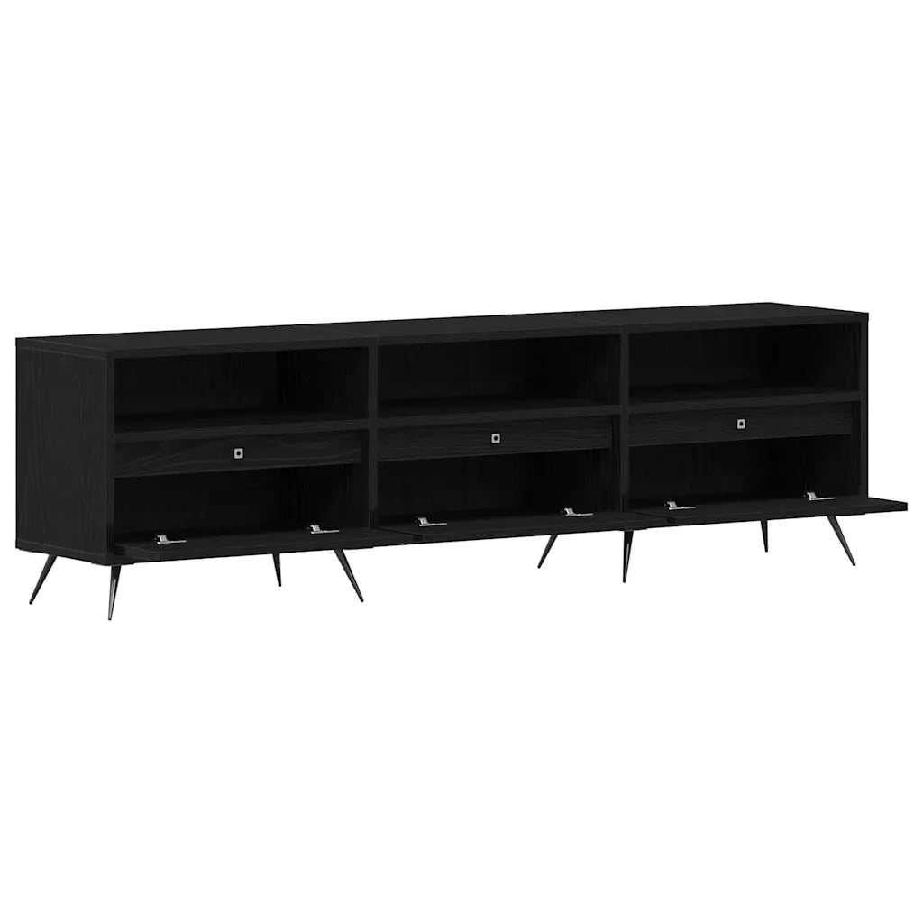 Mobile porta TV rettangolare moderno con pratico vano contenitore per soggiorno 150 x 30 x 44 cm legno composito nero 02_0051819