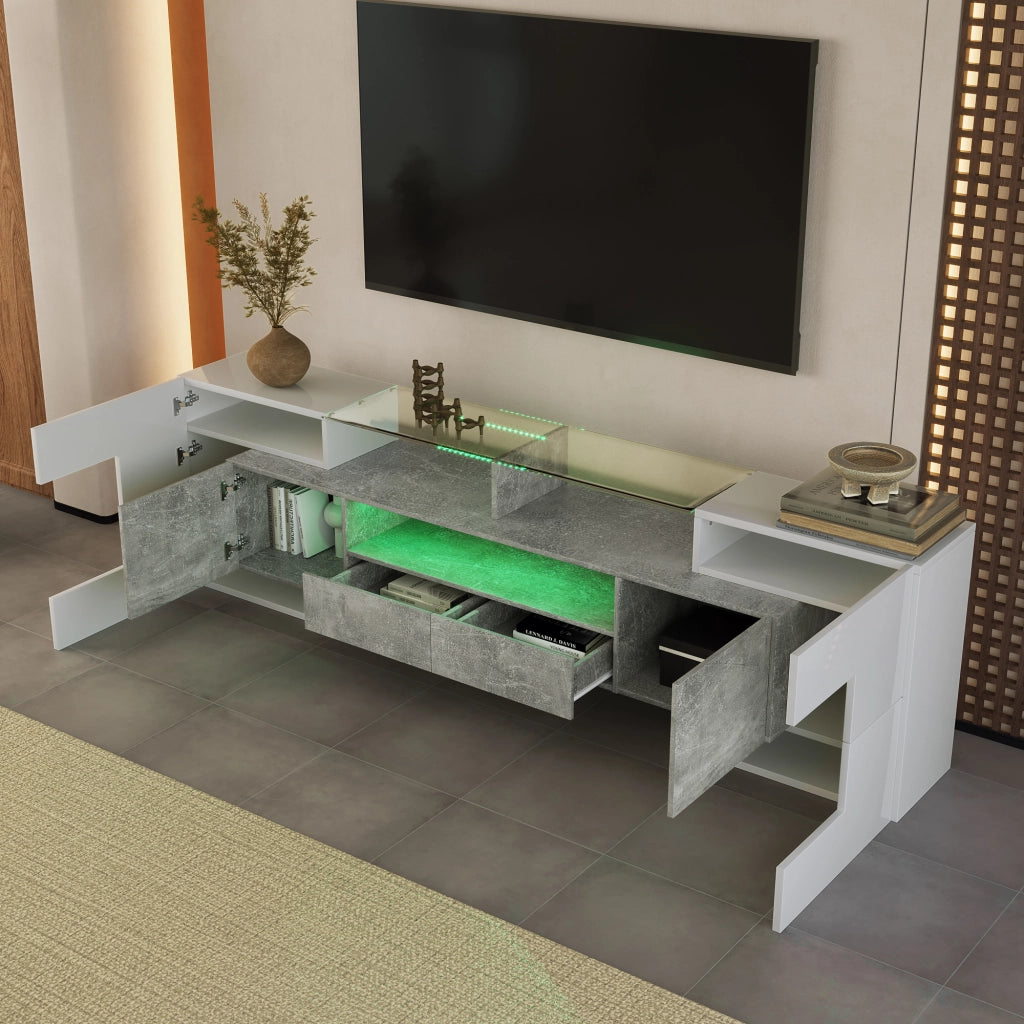 Cassettiera TV grigia in MDF lunghezza 200 cm