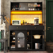 ARMADIO ALTO 120x40x180 cm Nero con LED e 2 cassetti