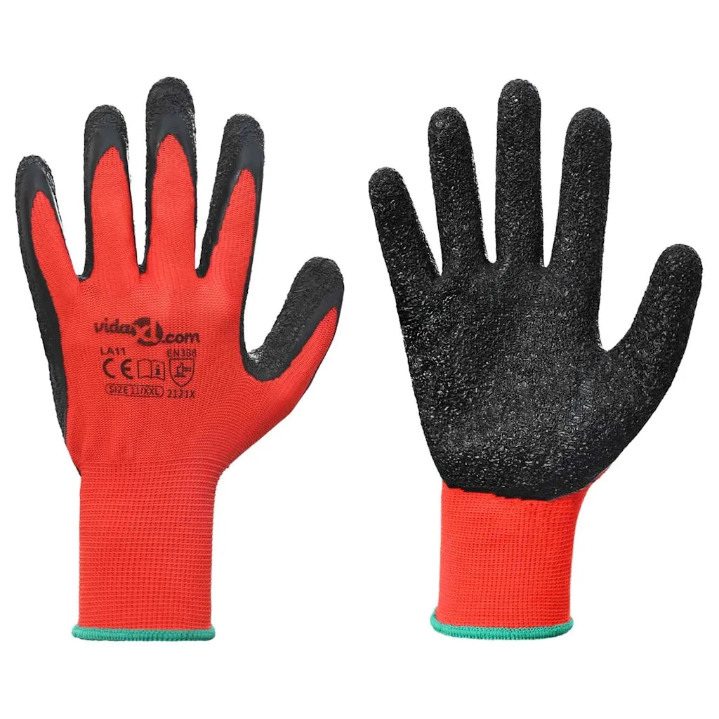 Guanti da Lavoro 12 pcs Rosso e Nero 11 / XXL 42020698