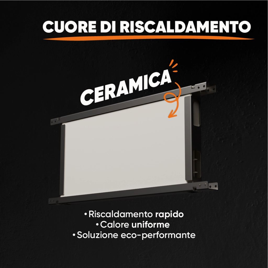 Radiatore elettrico fisso connesso WIFI con inerzia a secco in ceramica 1500W LESSO CONNECT orizzontale bianco