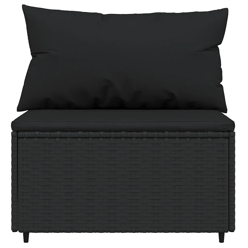 Set Divani da Giardino 3 pz | Set Salotto da Giardino con Cuscini Nero in Polyrattan