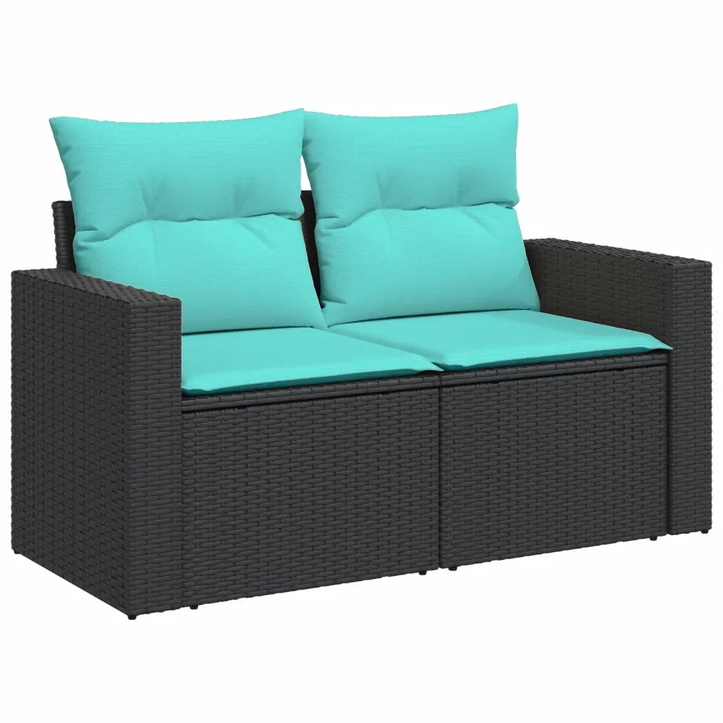 Set Divani da Giardino 10 pz con Cuscini Nero in Polyrattan 3219497